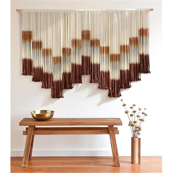 Flber Macrame Wall Hanging Tie-Dye Geometric Decor Large Scale Wall Art - Picture 14 of 14